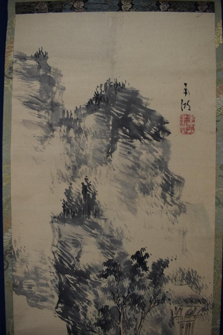 【真作】春木南湖/山水人物図/山水幽居図/掛軸☆宝船☆Y-590　JM