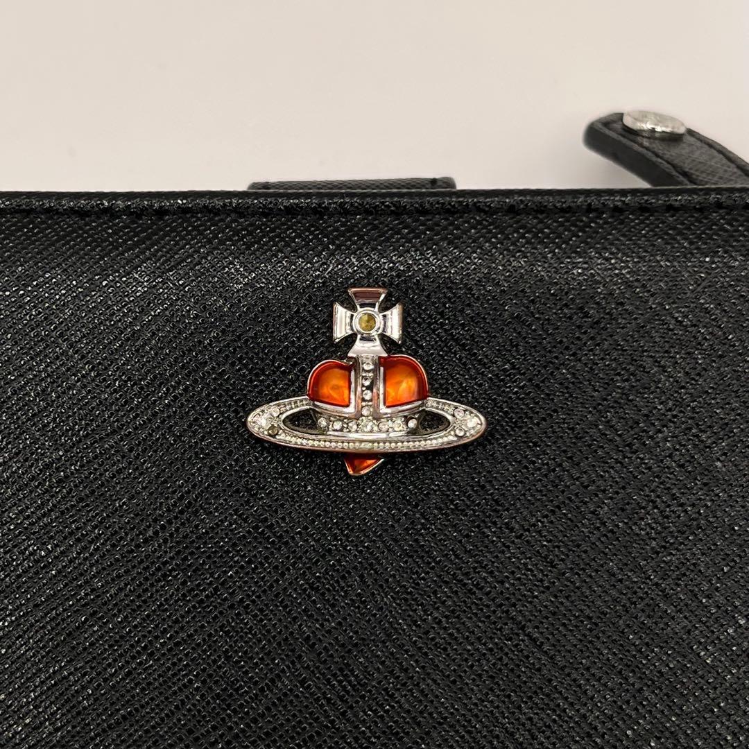 vivienne westwood 二つ折り財布　ディアマンテ　ハート　ブラック