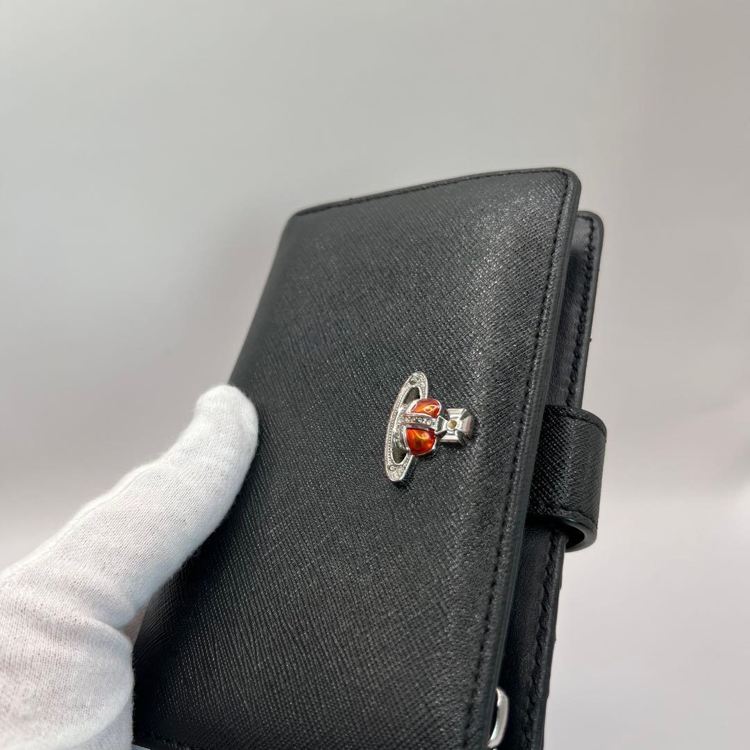 vivienne westwood 二つ折り財布　ディアマンテ　ハート　ブラック