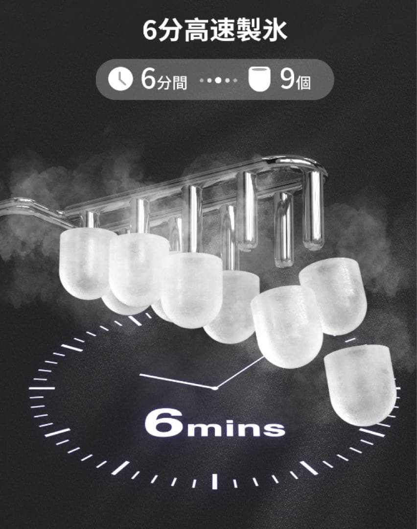 製氷機 家庭用 【高速製氷 自動洗浄機能 】 取り扱い簡単 2種類氷サイズ