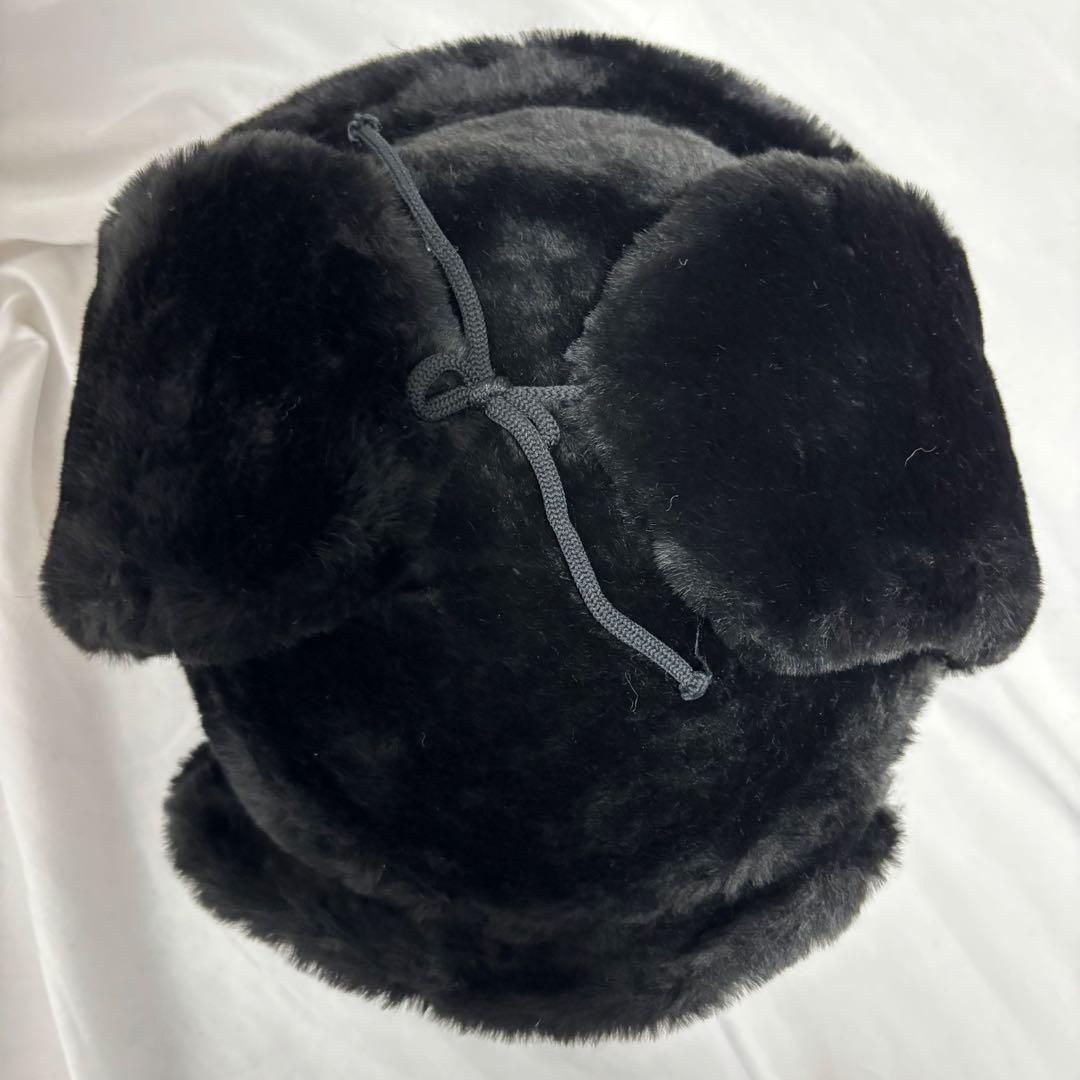 ソ連軍　ロシア軍　ウシャンカ　帽章付き　フライトキャップ　防寒帽　フェイクファー