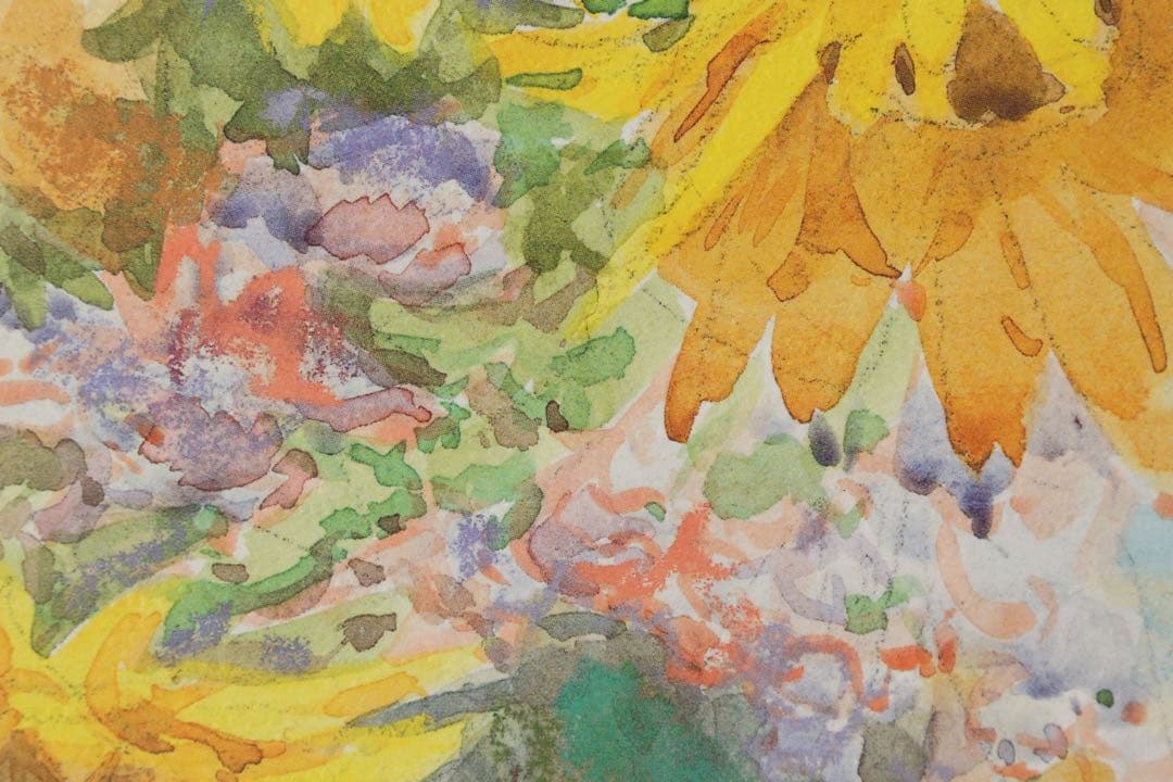 No4713額装　印刷　F.NERi 水彩画　花　花瓶　静物画　絵画　送料無料