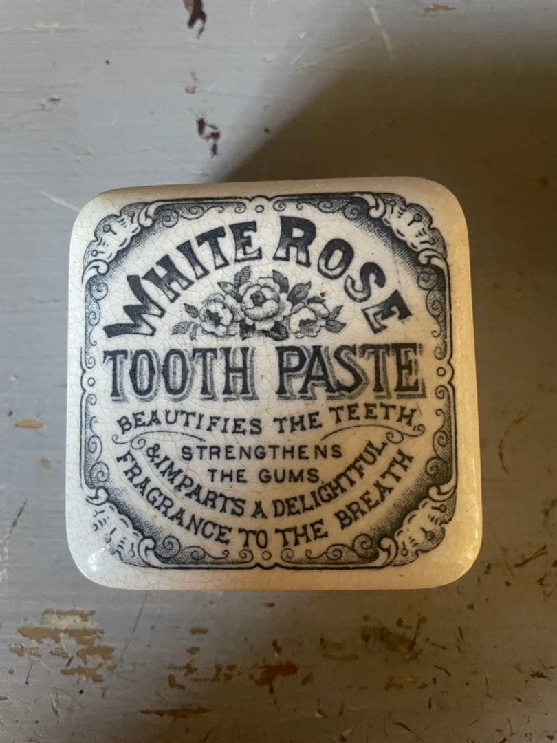 激レア　イギリスアンティーク　TOOTH PASTE ジャー　陶器　正方形