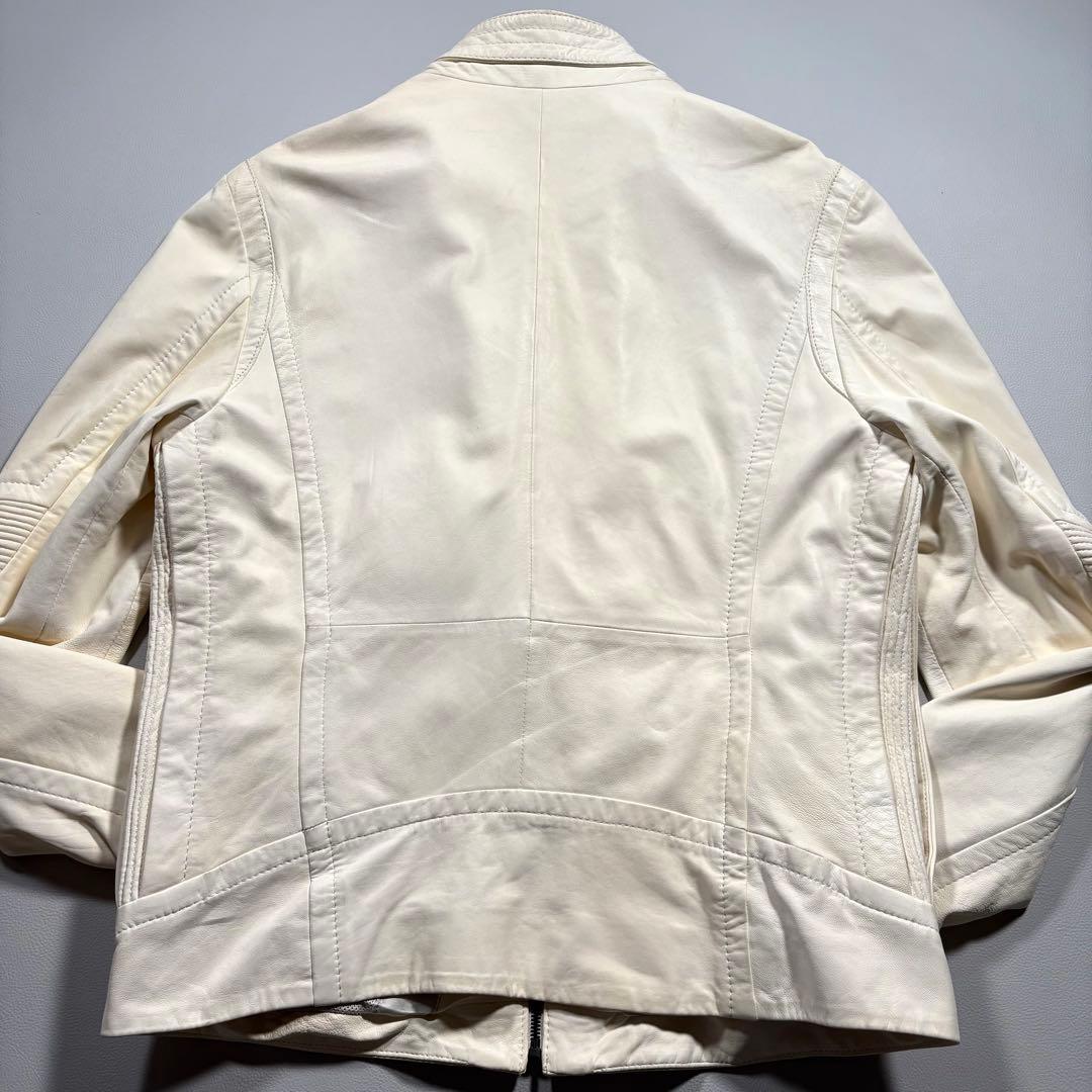 XXL相当 ヒューゴボス ラムレザー ライダースジャケット レザージャケット 白