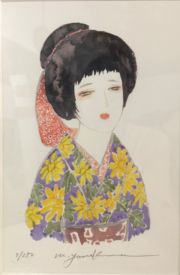 ○ 米倉斉加年「秋を待つ少女」 3/250 印刷作品　直筆サイン 真作