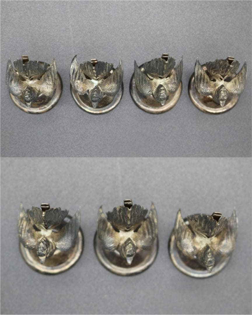 カードスタンド アンティーク 鳥 シルバー 7個セット カードクリップ 銀製