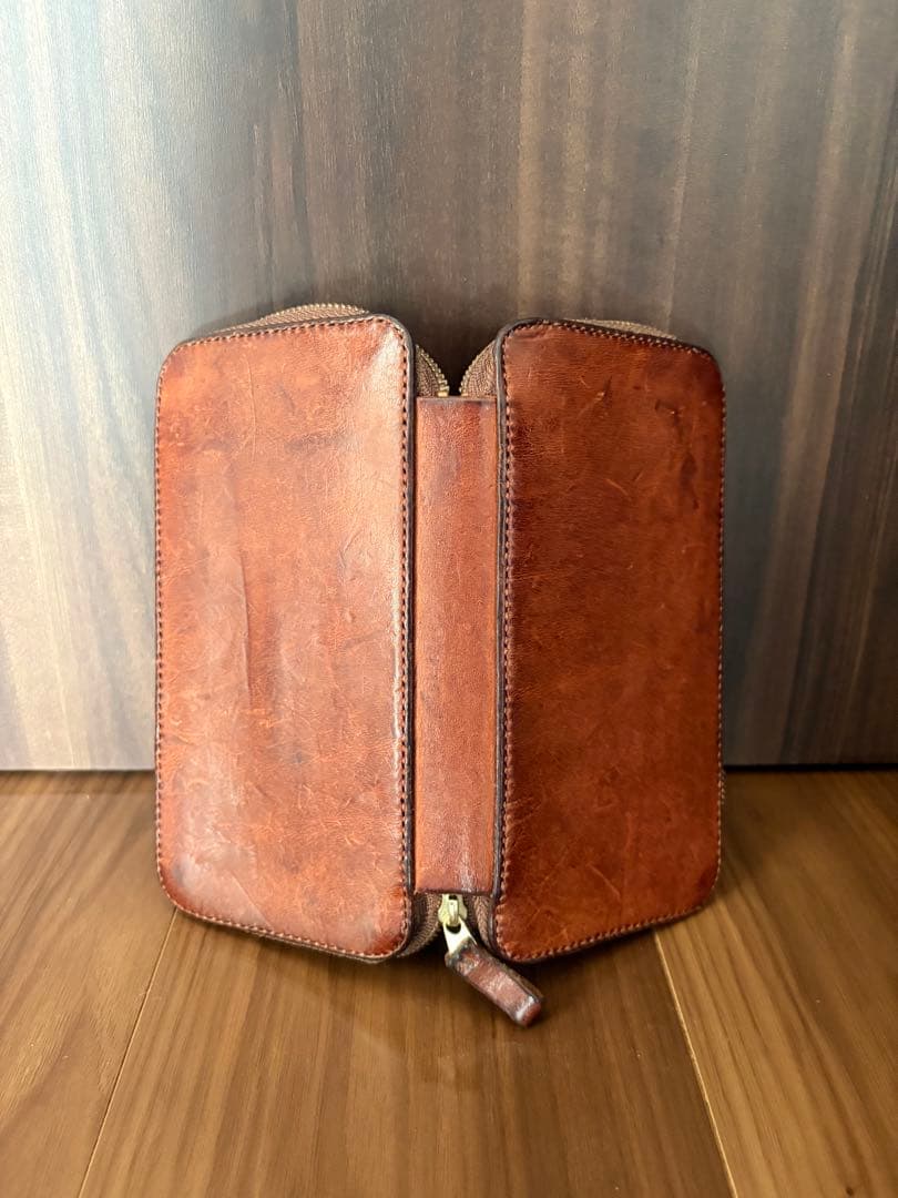 ラウンドジップペンケース デニム レザー 筆箱