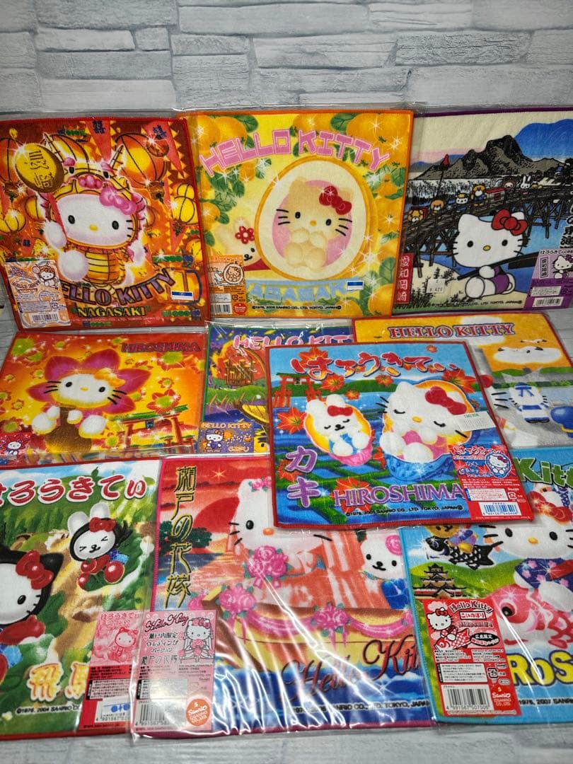 56枚セット ご当地 ハローキティ プチタオル セット ハンカチ ミニタオル