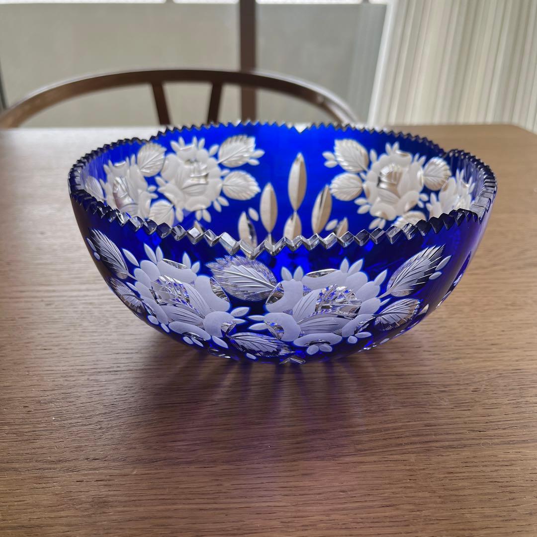 旧東ドイツLAUSITZER ラウジッツァー　クリスタルガラス　薔薇　ボウル