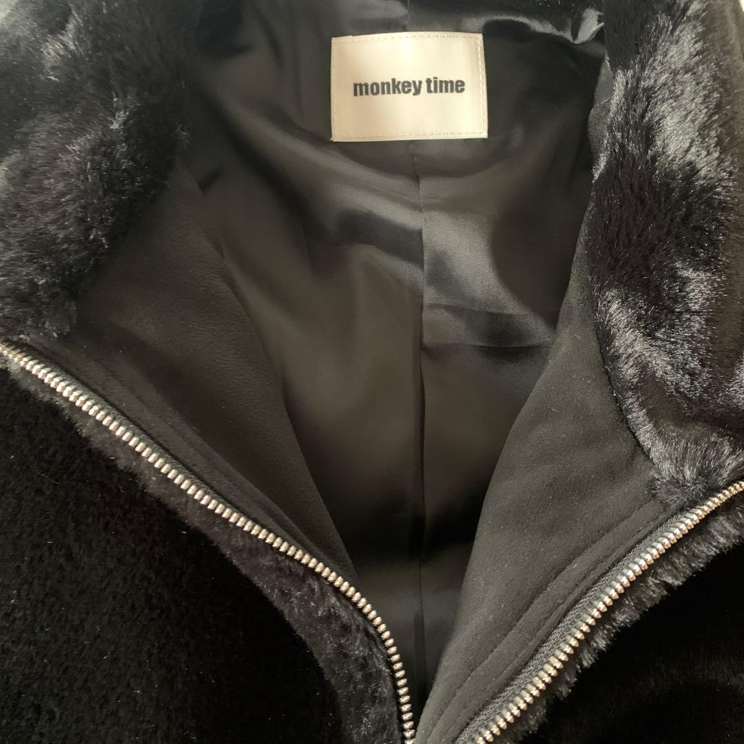 新品タグ付MONKEYTIME ファーブルゾン　黒M