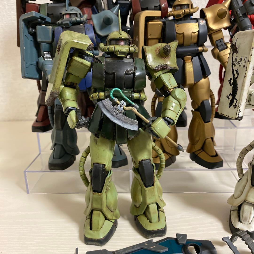 MG 1/100　ザク　ウェザリング強　11体まとめ ダメージ加工 塗装完成品