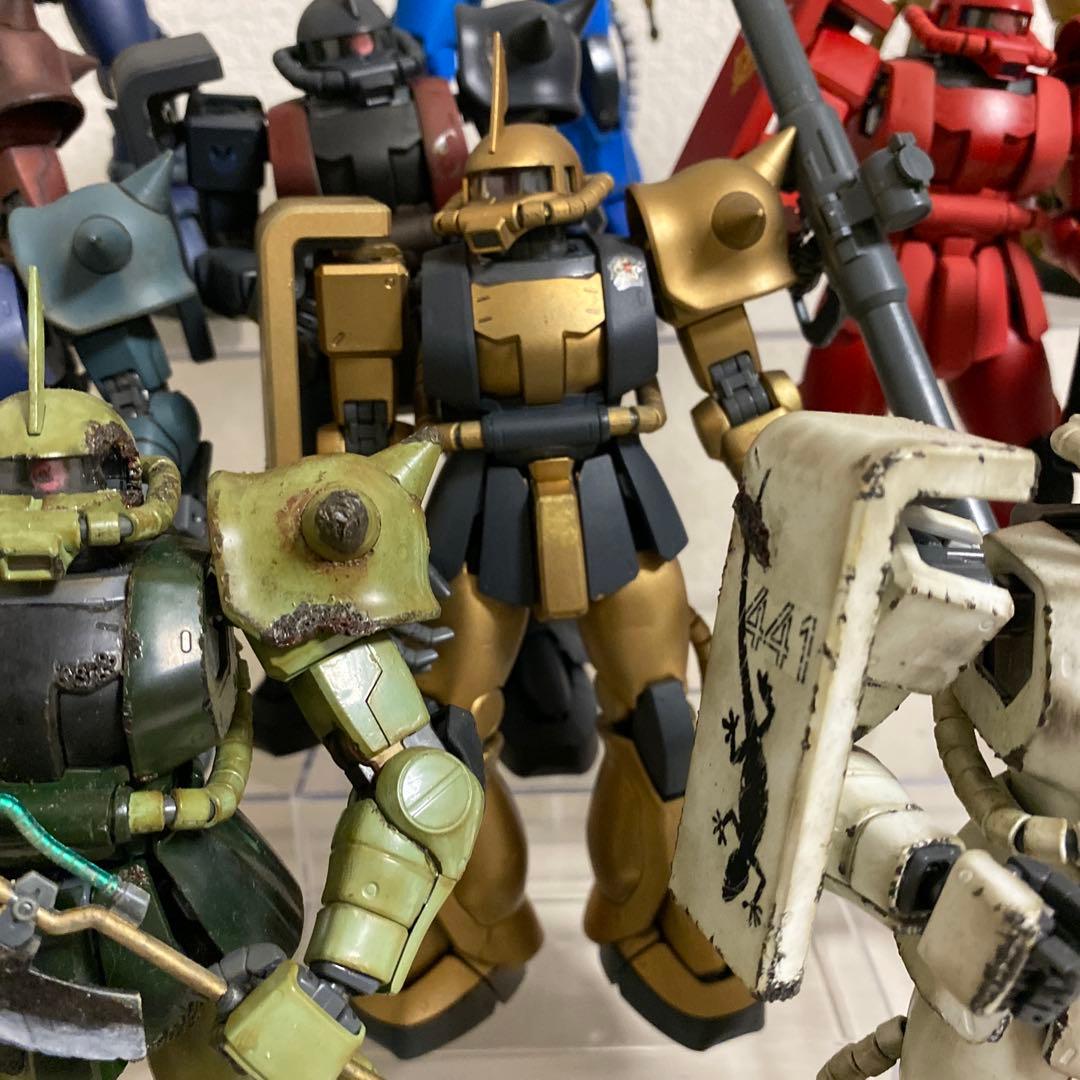 MG 1/100　ザク　ウェザリング強　11体まとめ ダメージ加工 塗装完成品