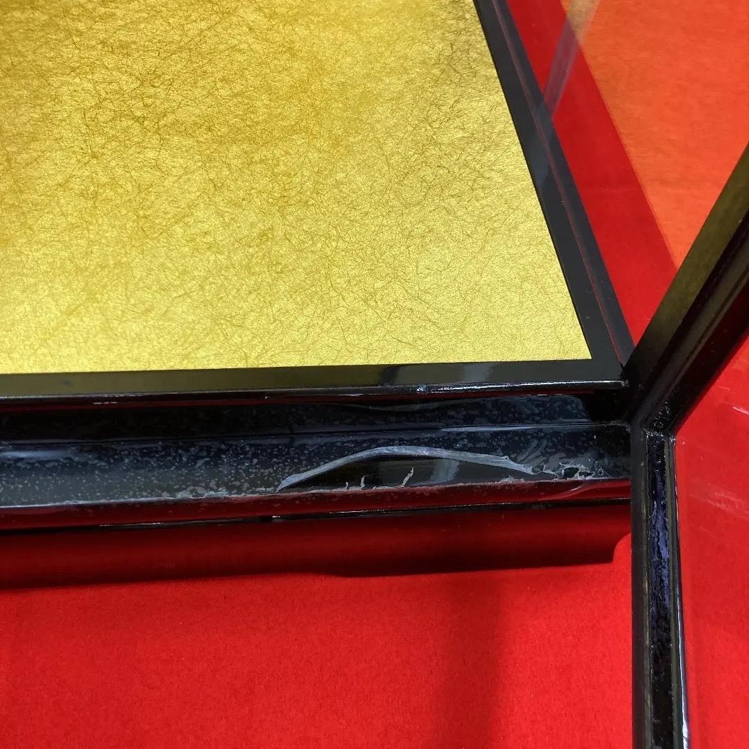 IK-1 美品！12号　面取り　ひな人形ガラスケース　市松ケースのみ　巾39㎝