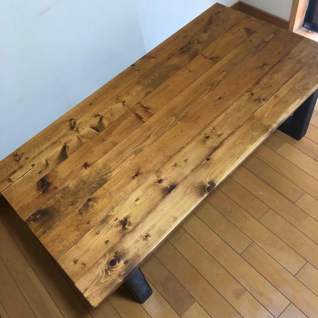 ローテーブル【一点物】ハンドメイド　センターテーブル　木材　ブルックリンスタイル