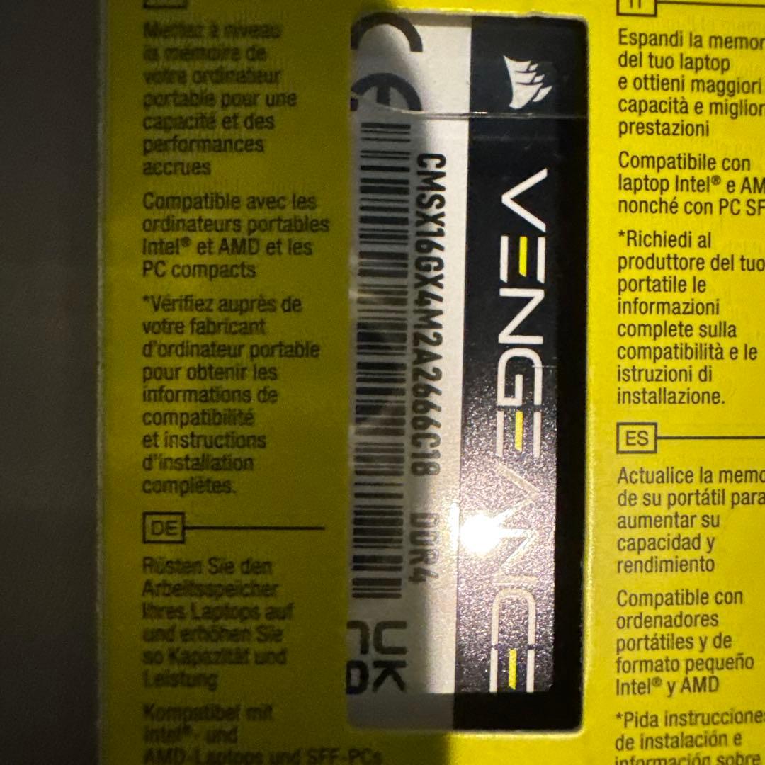 新品未使用 Corsair CMSX16GX4M2A2666C18