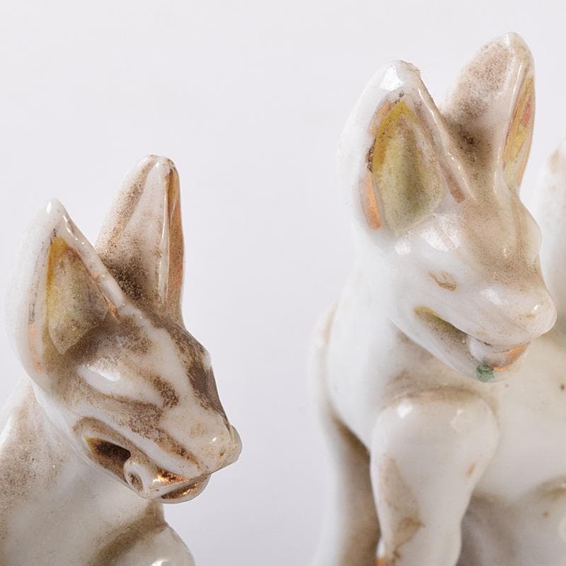 陶器製　色絵金彩　お稲荷さん　狐　3点まとめて　M　R8078