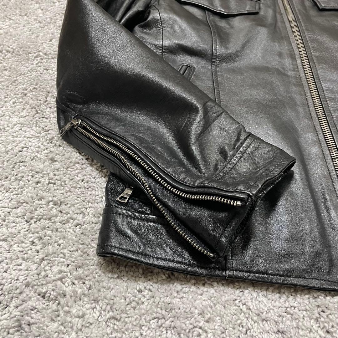 【BUFFALOBOBS】ブラックレザー シングルライダース　羊革　サイズ3