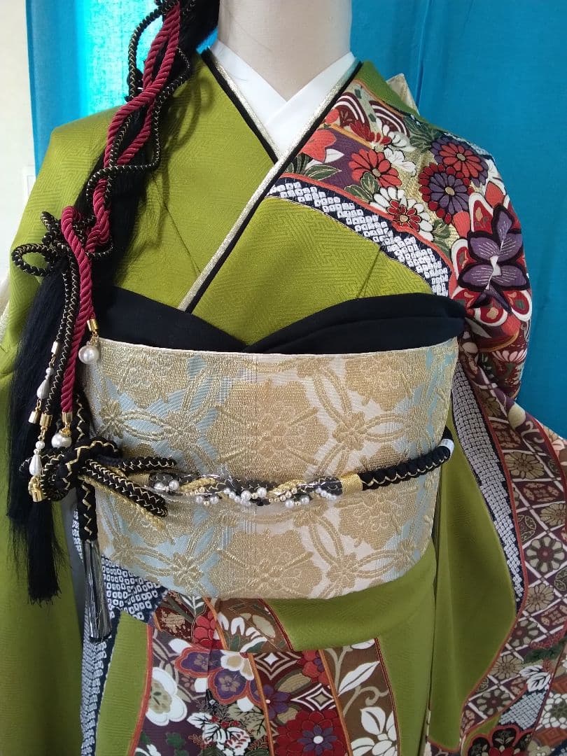 振袖フルセット、正絹、成人式、重ね衿、帯揚げ帯締め、西陣袋帯、襦袢