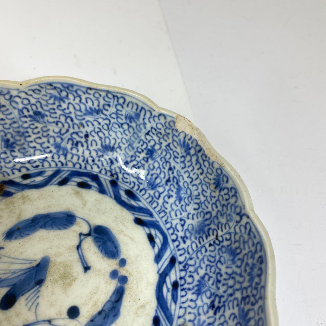 古伊万里　染付みじんこ膾皿16枚　木箱　幅14.8㎝東Y7-0314☆2Fトヒサ