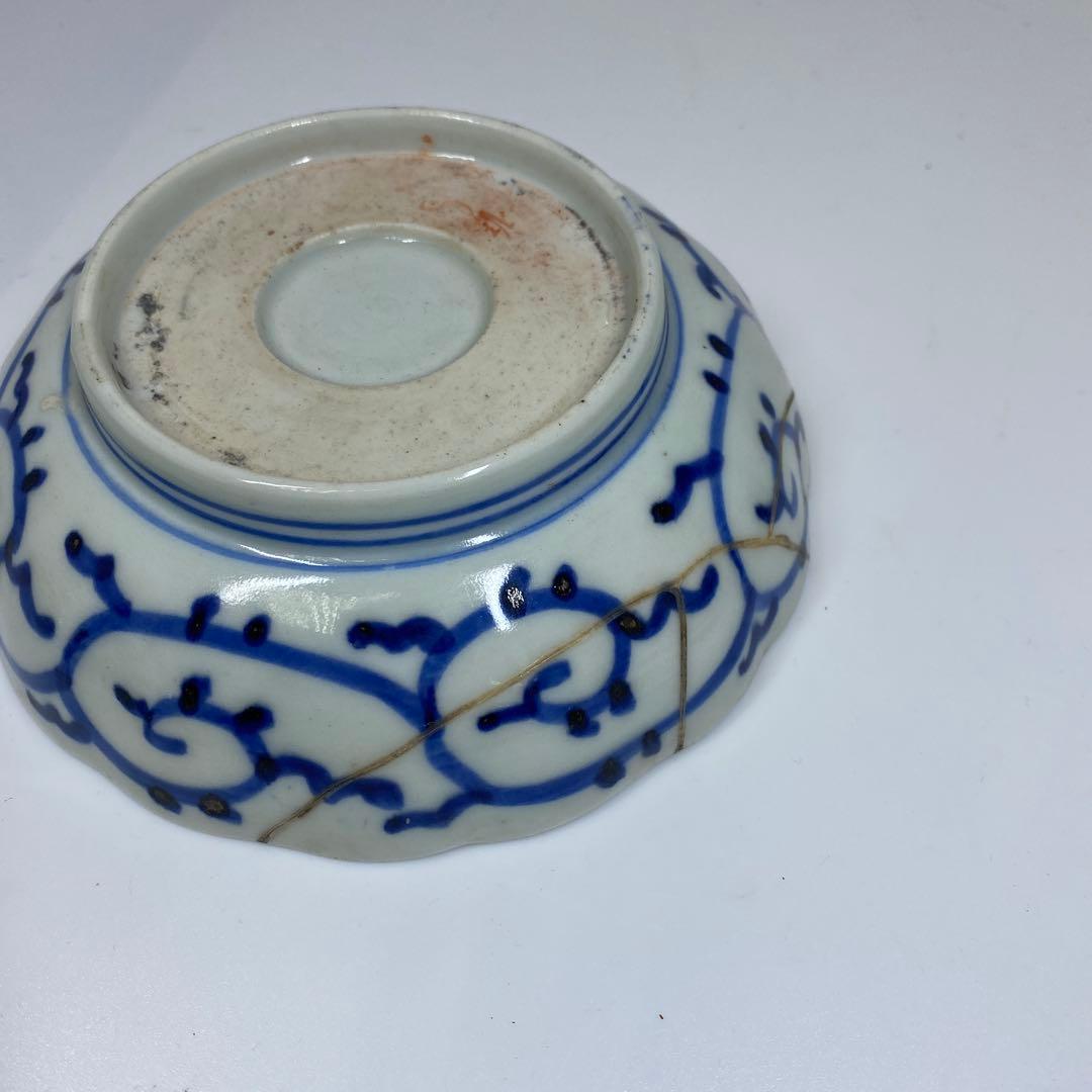 古伊万里　染付みじんこ膾皿16枚　木箱　幅14.8㎝東Y7-0314☆2Fトヒサ