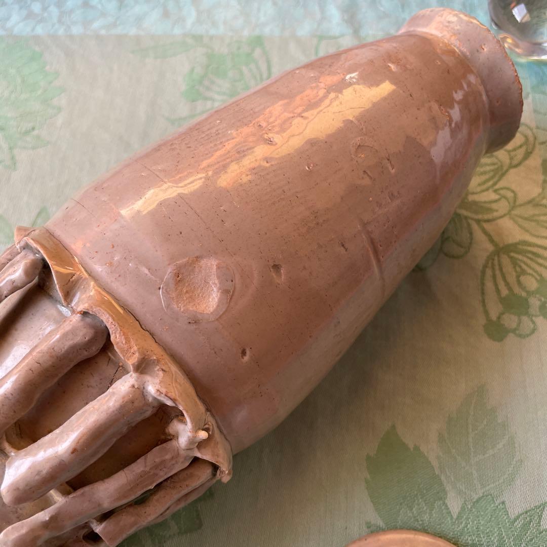 日月壺　蓋付き 白磁　発掘品　中国古阮 陶器の花瓶と鳥型