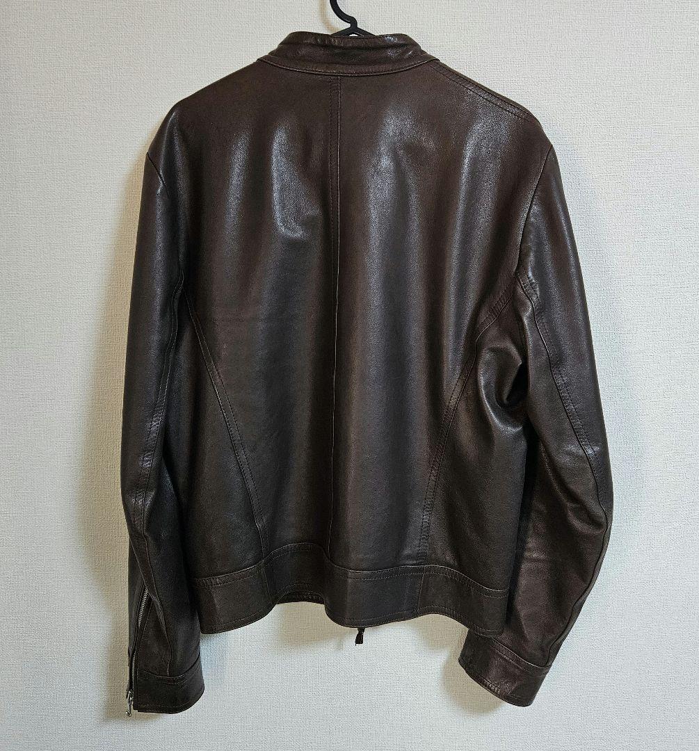 【サイズ44】EMMETI JURI ブラウンレザーシングルライダースジャケット