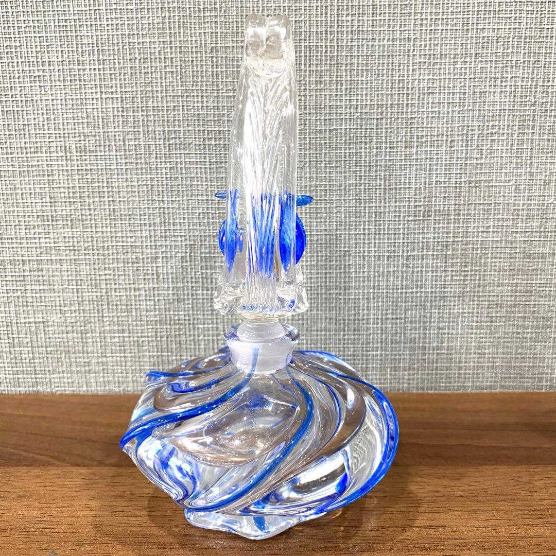 【香水瓶】ガラス香水ボトル　青　クリアガラス