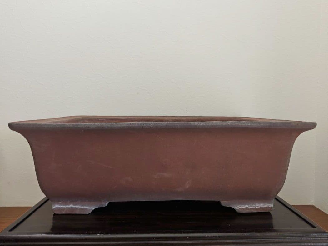 赤色長方形陶器鉢　希少サイズ　超大型 約61cmx39cm×20.5cm