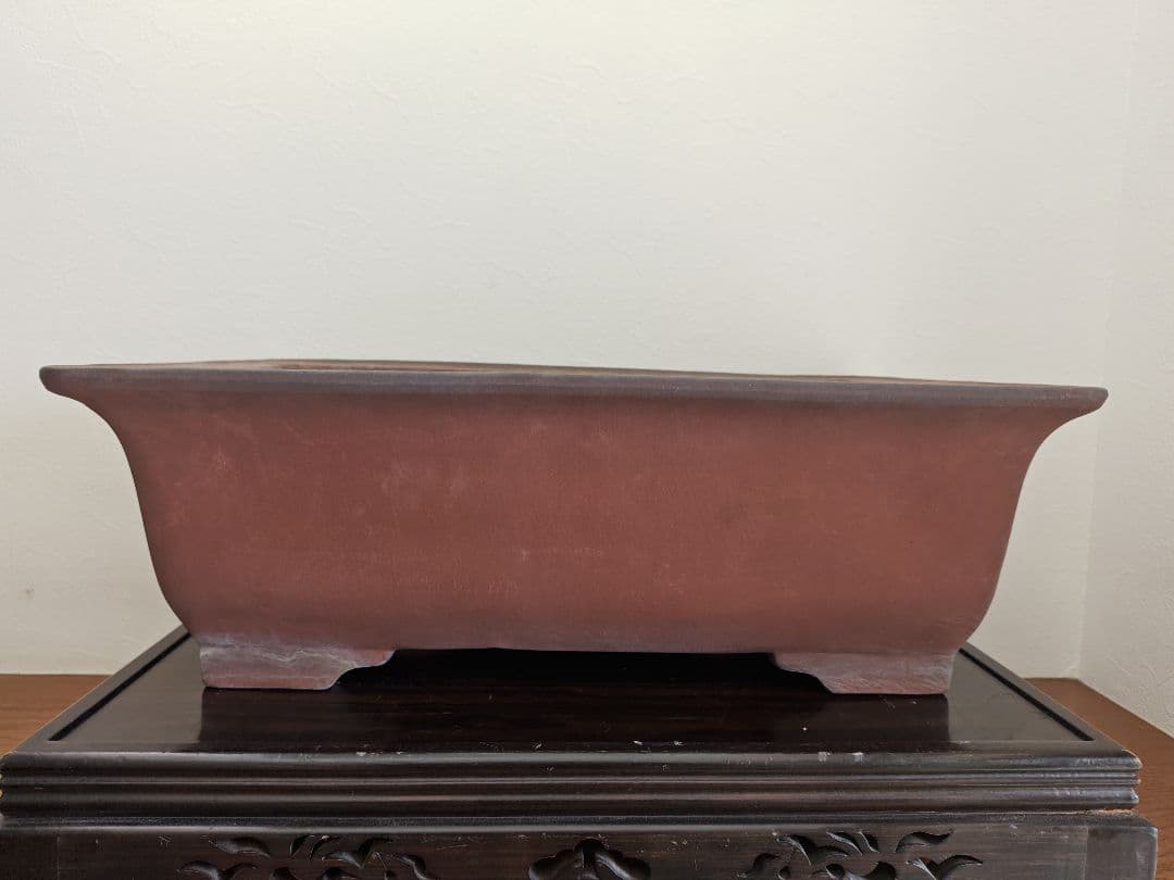 赤色長方形陶器鉢　希少サイズ　超大型 約61cmx39cm×20.5cm