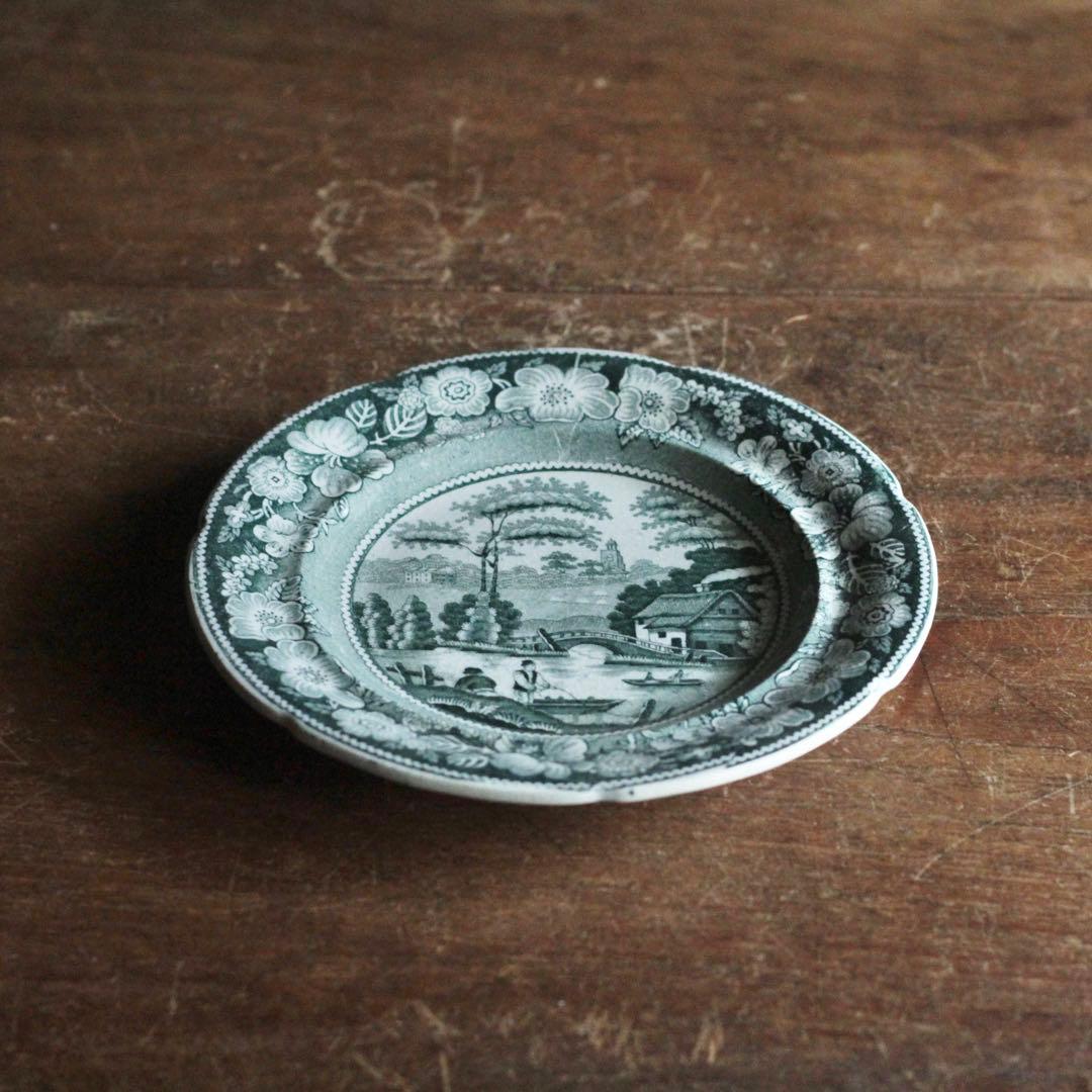 銅板転写 皿 DAWSON 古道具 アンティーク ブロカント