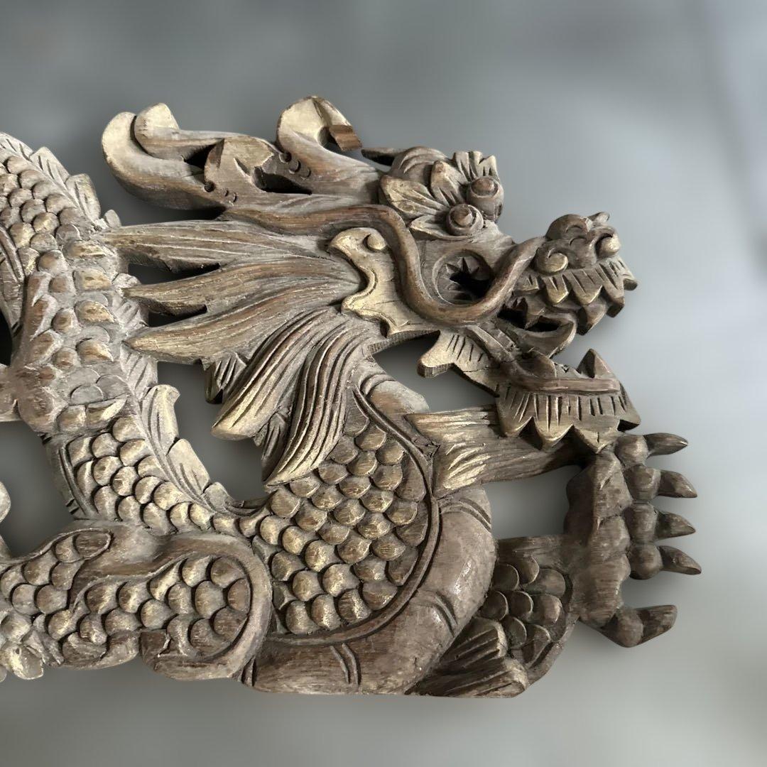 瞬間的お値下げ‼️ヴィンテージ　木製龍ドラゴン彫刻