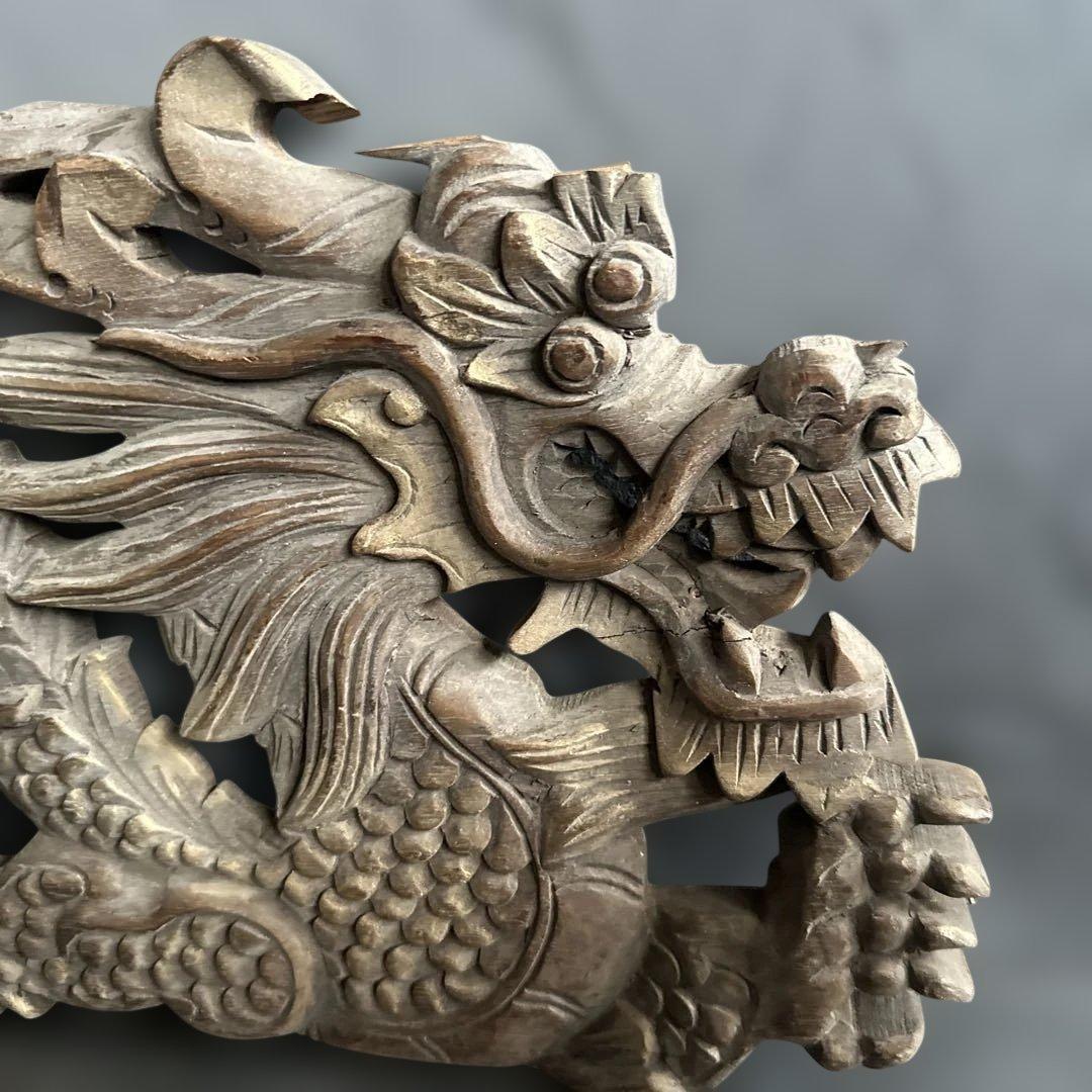 瞬間的お値下げ‼️ヴィンテージ　木製龍ドラゴン彫刻