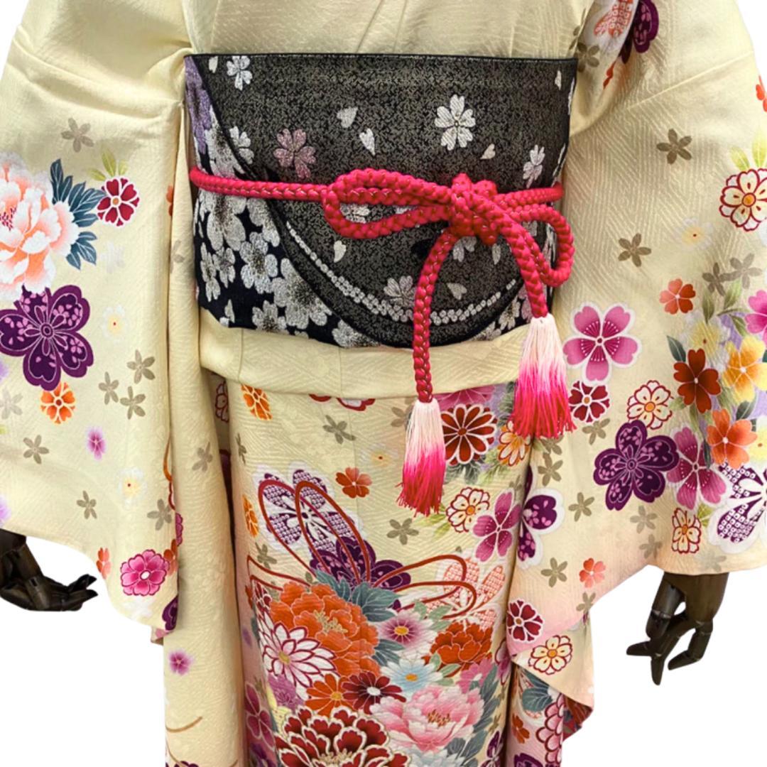 ≪早い者勝ち≫【美品】 振袖セット 成人式 正絹 古典柄 振袖 黄色 S91 ●