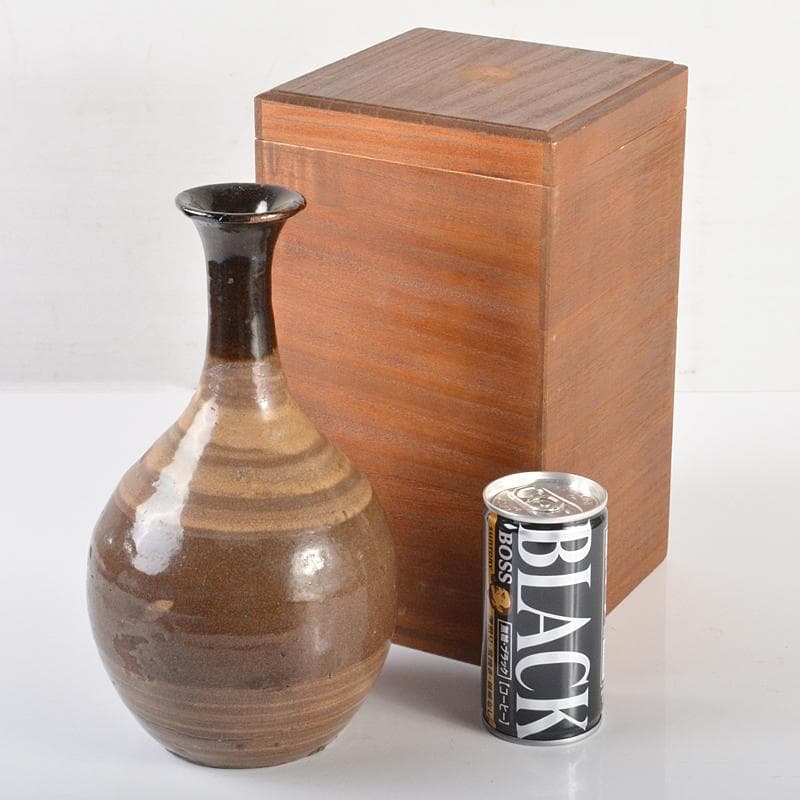 唐津焼　鶴首瓶　徳利　時代箱付　V　R6431