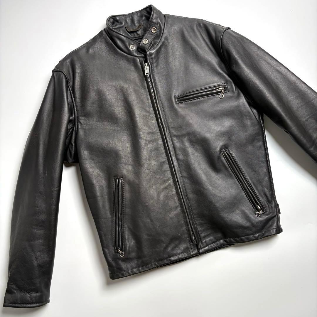 【米国製】Schott レザー ライダースジャケット 黒 40 シングル 本革