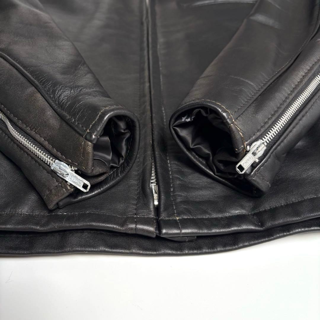 【米国製】Schott レザー ライダースジャケット 黒 40 シングル 本革