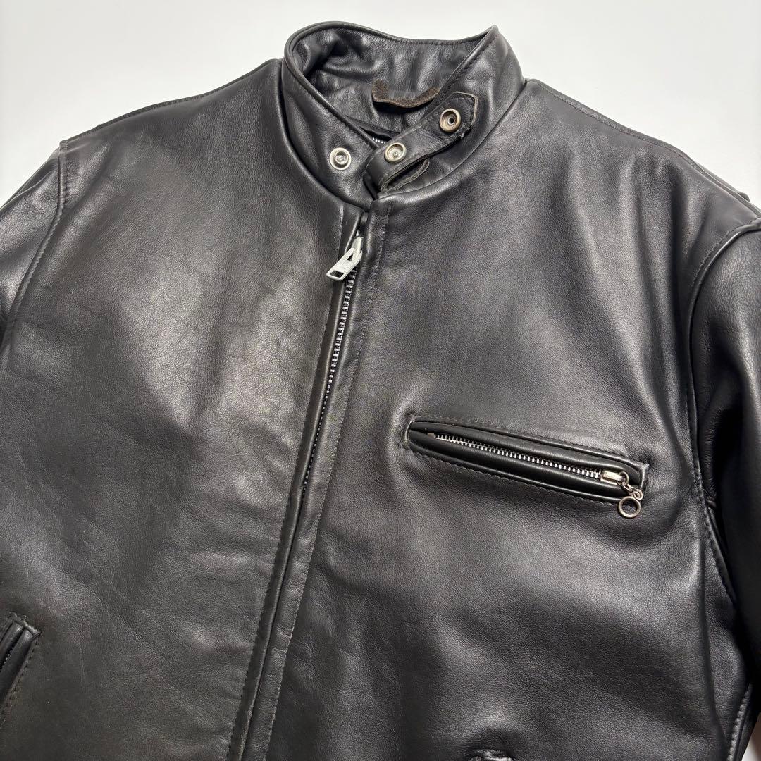【米国製】Schott レザー ライダースジャケット 黒 40 シングル 本革