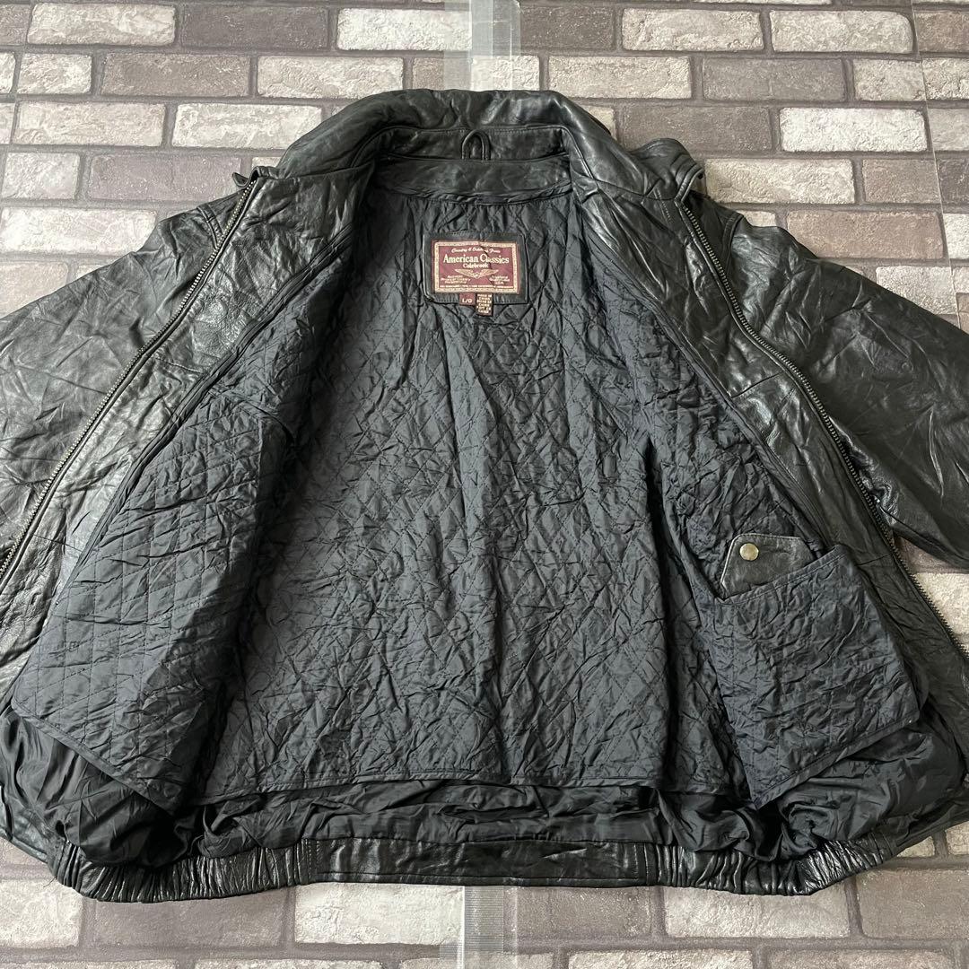 vintage 本革 American オールドレザージャケット ブラック L