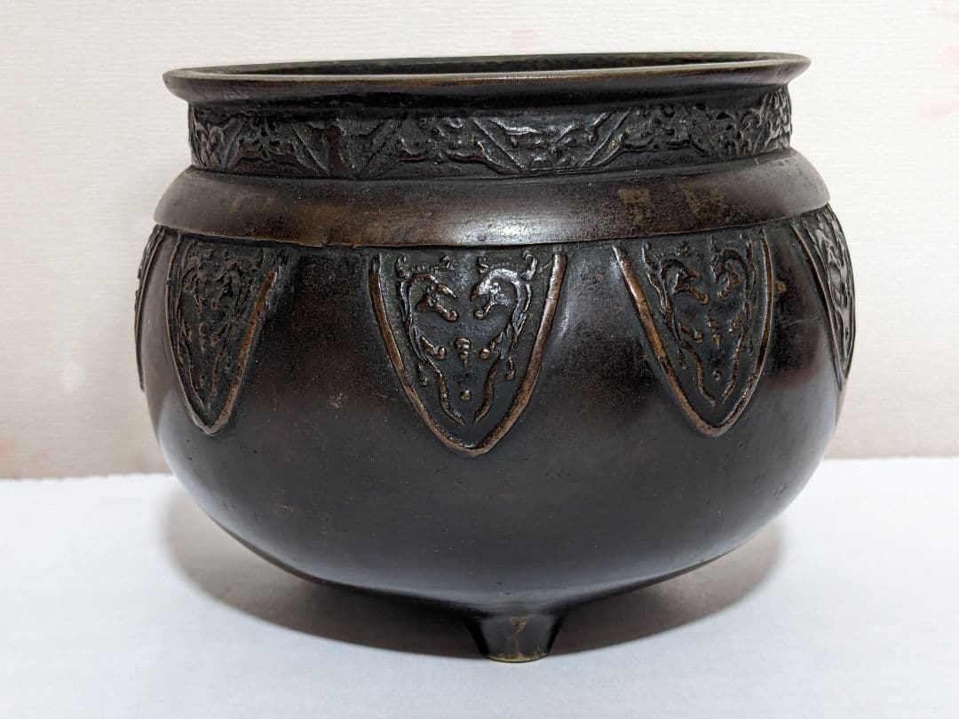 ♦江戸時代 三ツ足 香炉 火入 銅器 銅製 真鍮 コレクション骨董品アンティーク