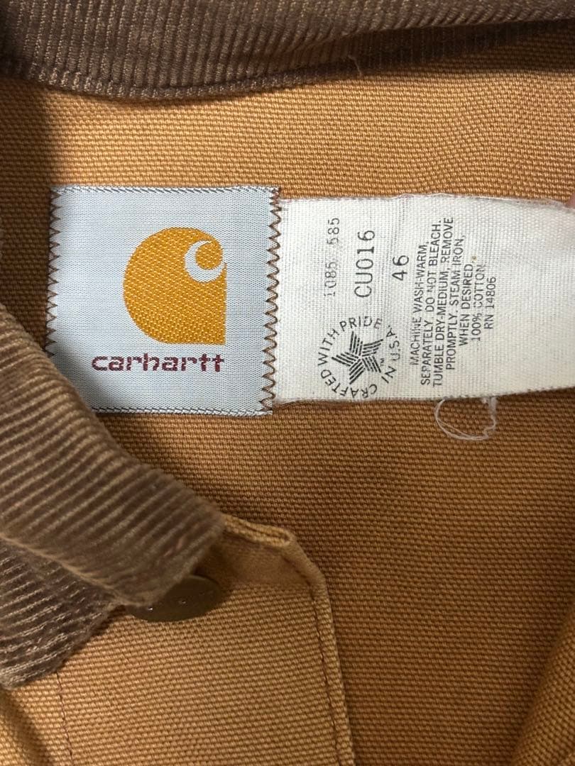 Carhartt 短丈ワークジャケット　コーデュロイ襟・袖　企業ロゴ