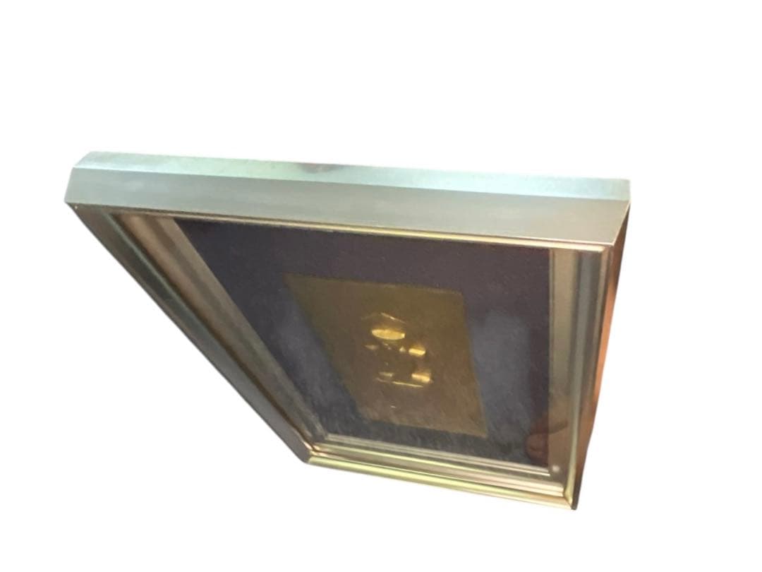 人間国宝 金森栄一（映井智) 「無量寿」彫金 双柿庵 栄一作銘有　額装