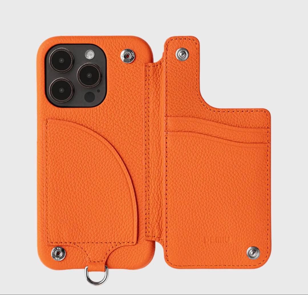 デミュウBALOON オレンジ パディング iPhone15Proケース