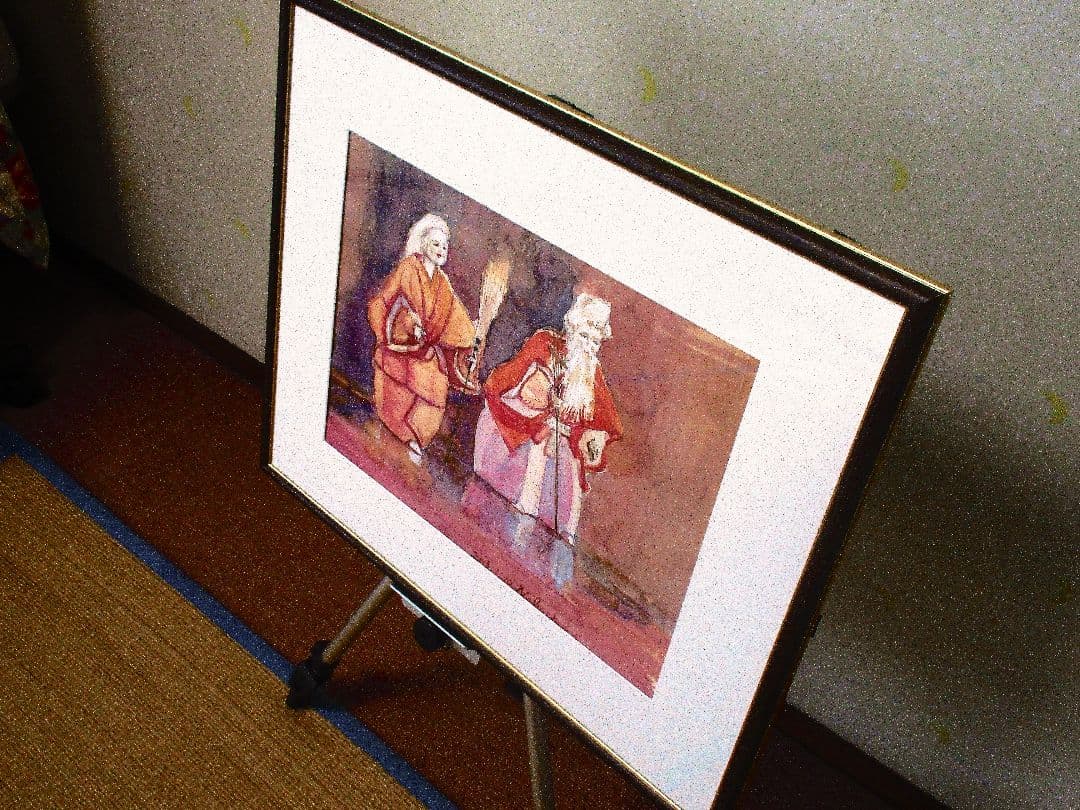 伝統的キャラクター 水彩画 額装済み
