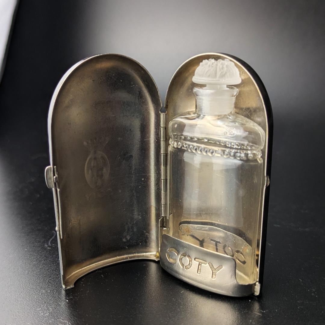 希少★仏COTY アールデコ期 携帯用香水瓶 メタルケース ラリック 1920s