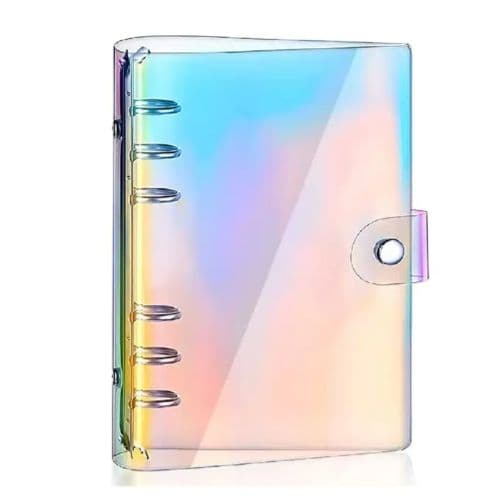 シール帳　虹色透明　A6　オーロラ　20枚の白剥離紙付き