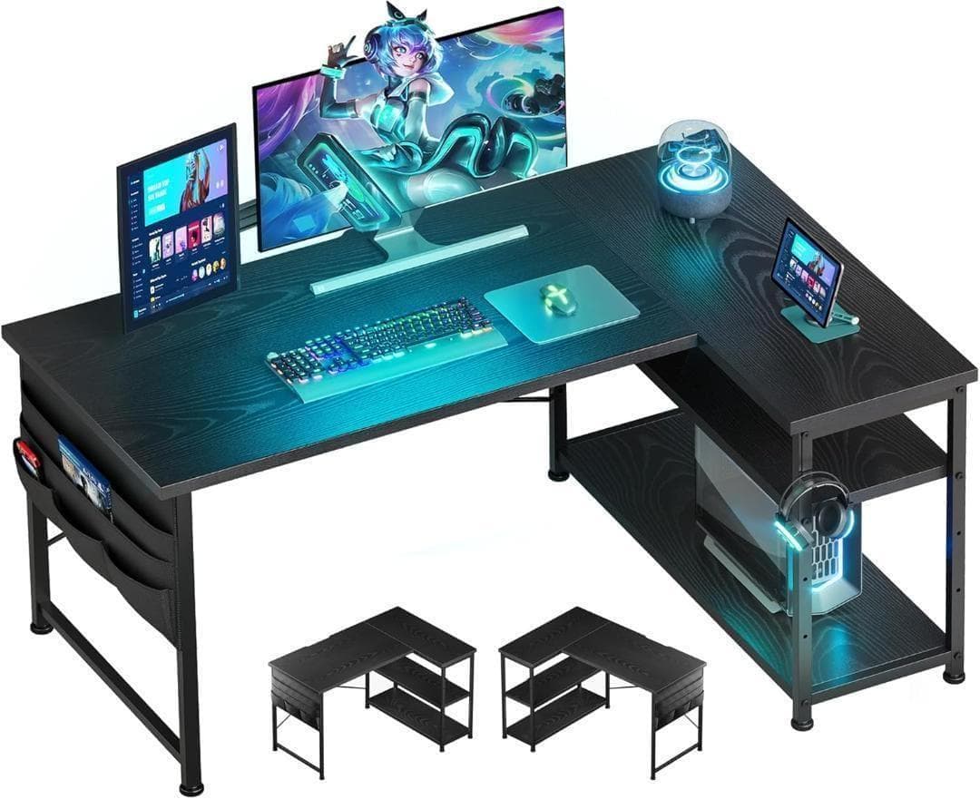 【M3104-119-76】ゲーミングデスク l字 パソコンデスク　幅107cm