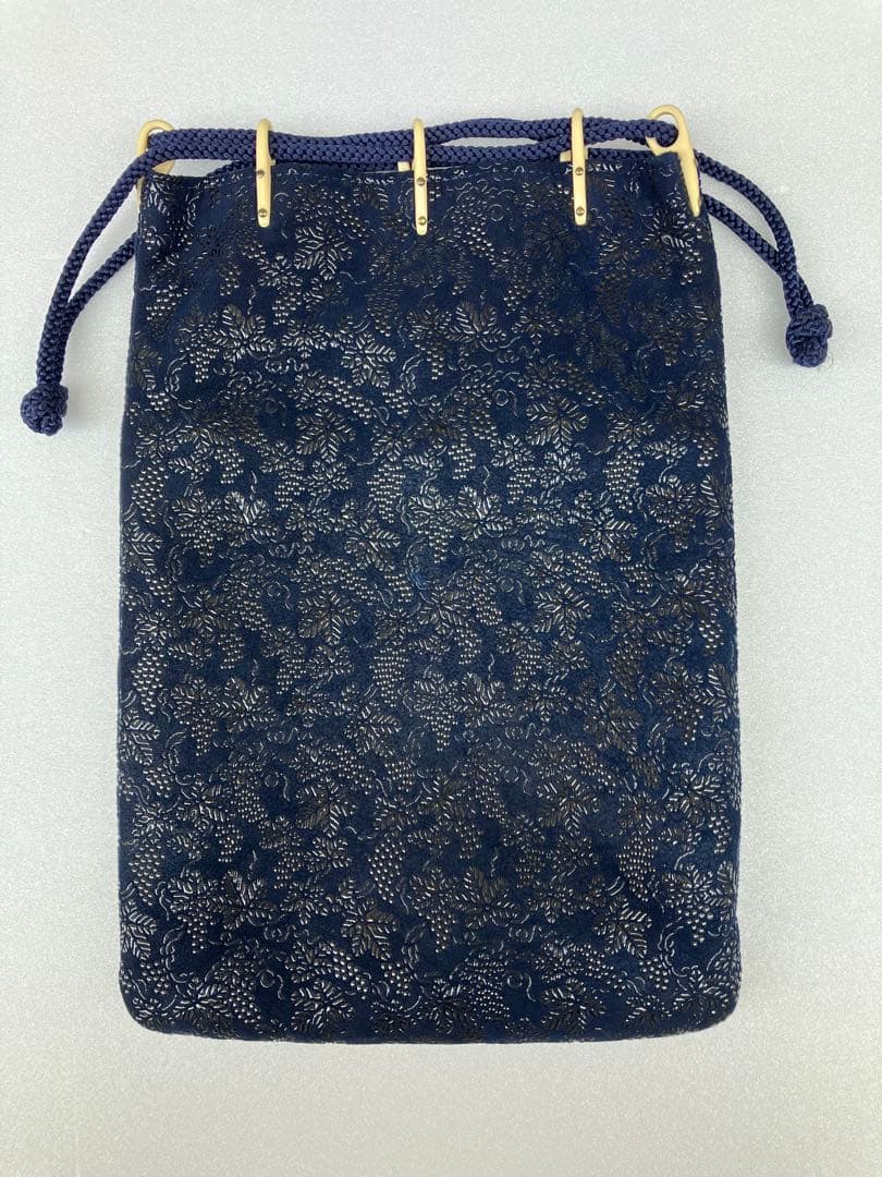 印傳屋　印伝ぶどう柄　合切袋　巾着