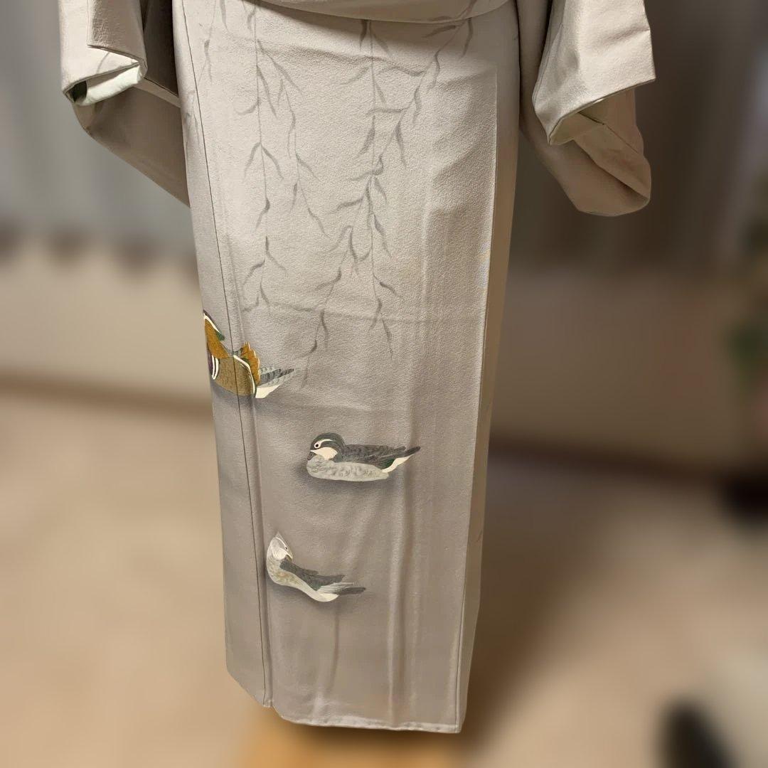 ch様極美品★奄美大島紬★泥染訪問着 ☆鴛鴦グレー入学式セレモニー