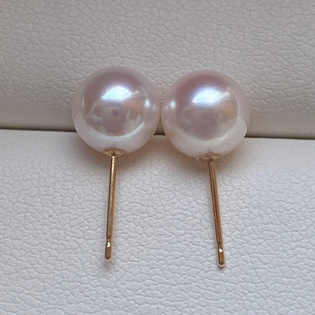 1942美品❣️花珠から天女級のテリ❣️K18❣️あこや真珠7.5-8mm ピアス