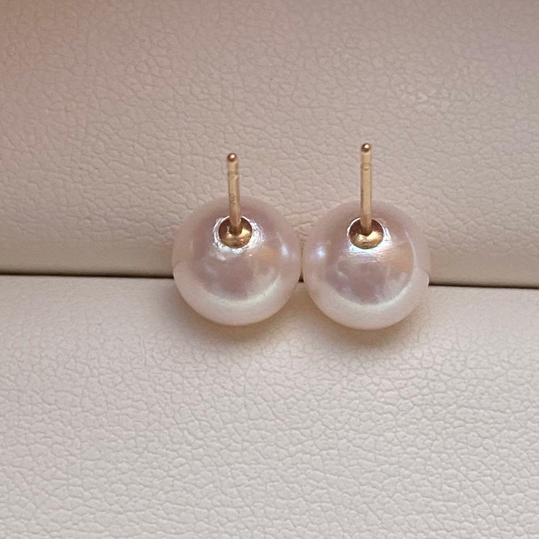 1942美品❣️花珠から天女級のテリ❣️K18❣️あこや真珠7.5-8mm ピアス